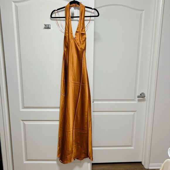 NEW! Reformation Daniela Silk Dress Copper Size 10 - Picture 8 of 10